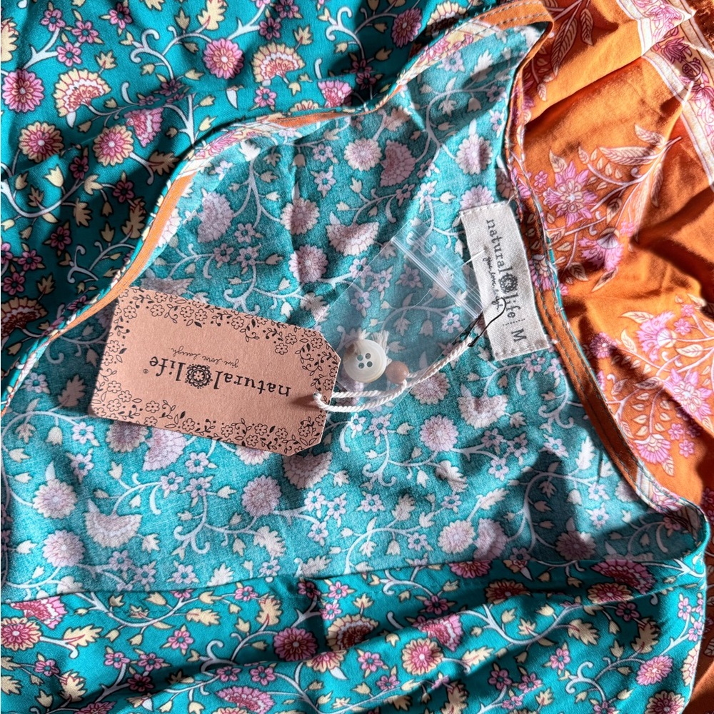 NATURAL LIFE Teal and Rust Floral Maxi Dress - Picture 6 of 6